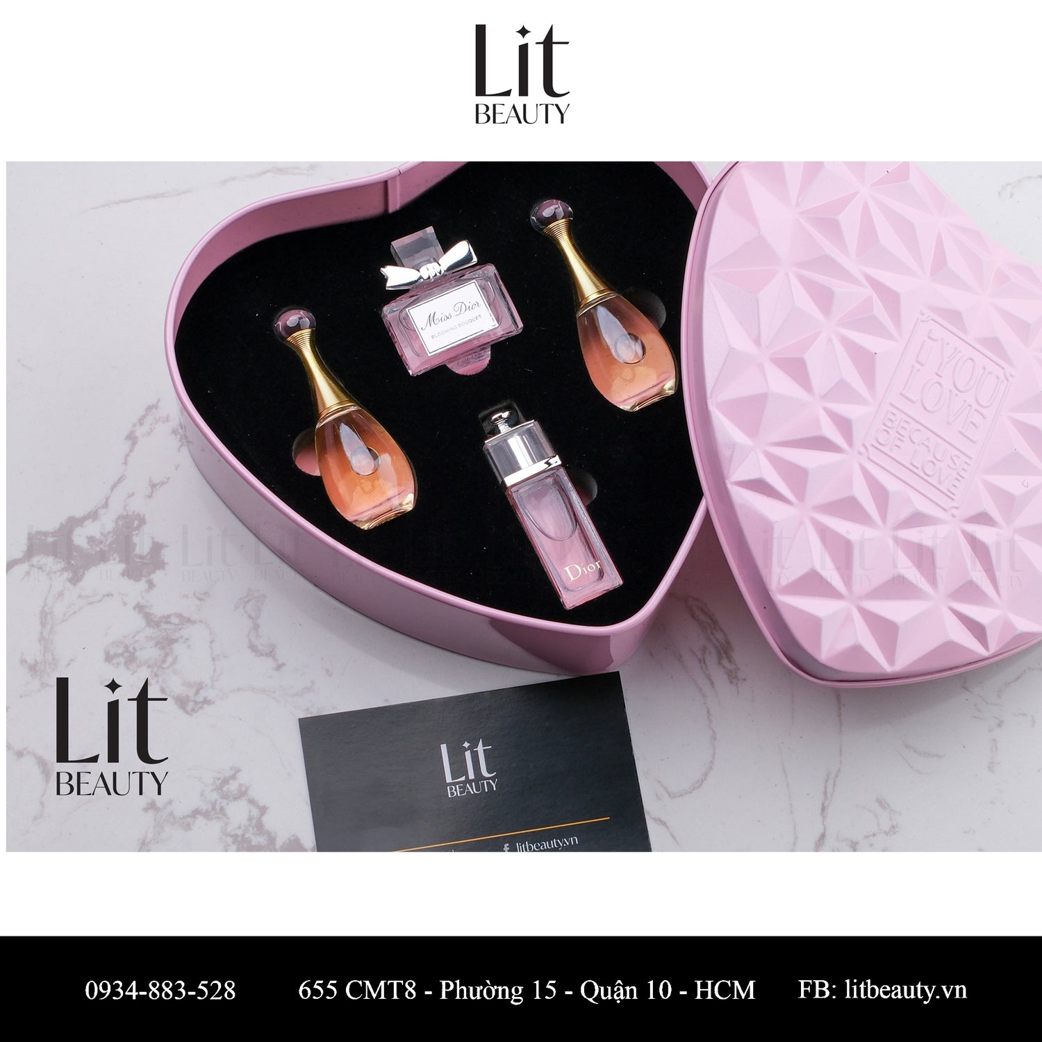 Set nước hoa mini DIOR 4 chai hộp trái tim