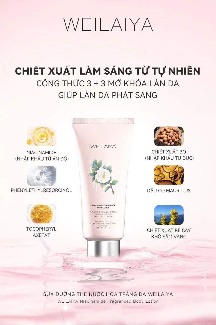 Sữa dưỡng thể trắng da hoa trà Weilaiya