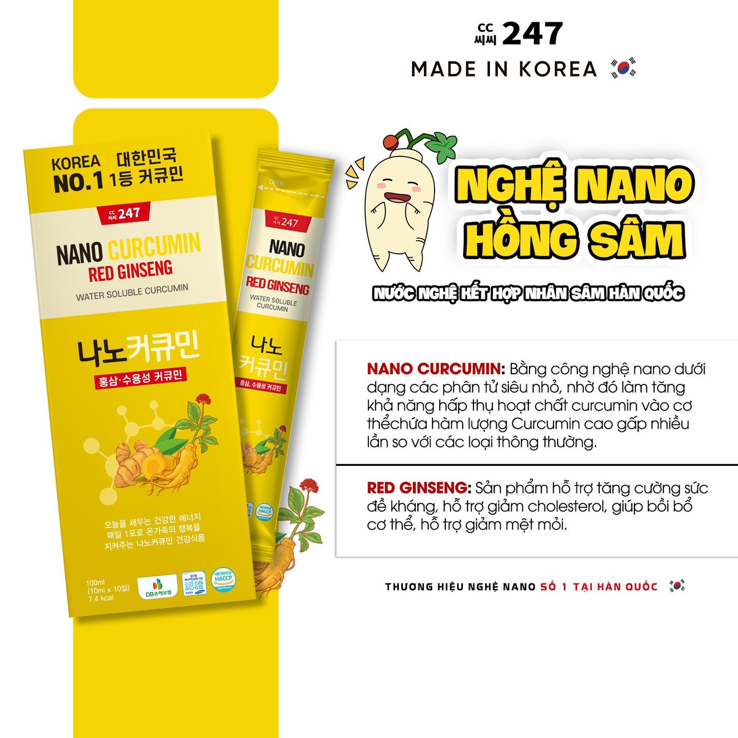 Nước nghệ hồng sâm CC247 – Hàn Quốc (10 gói)