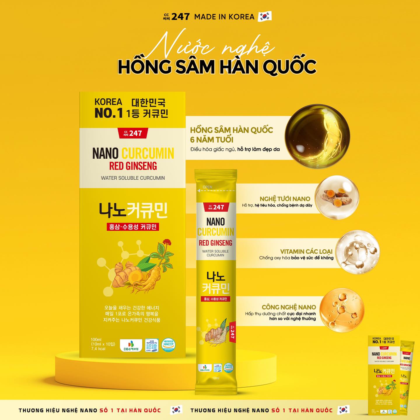 Nước nghệ hồng sâm CC247 – Hàn Quốc (10 gói)