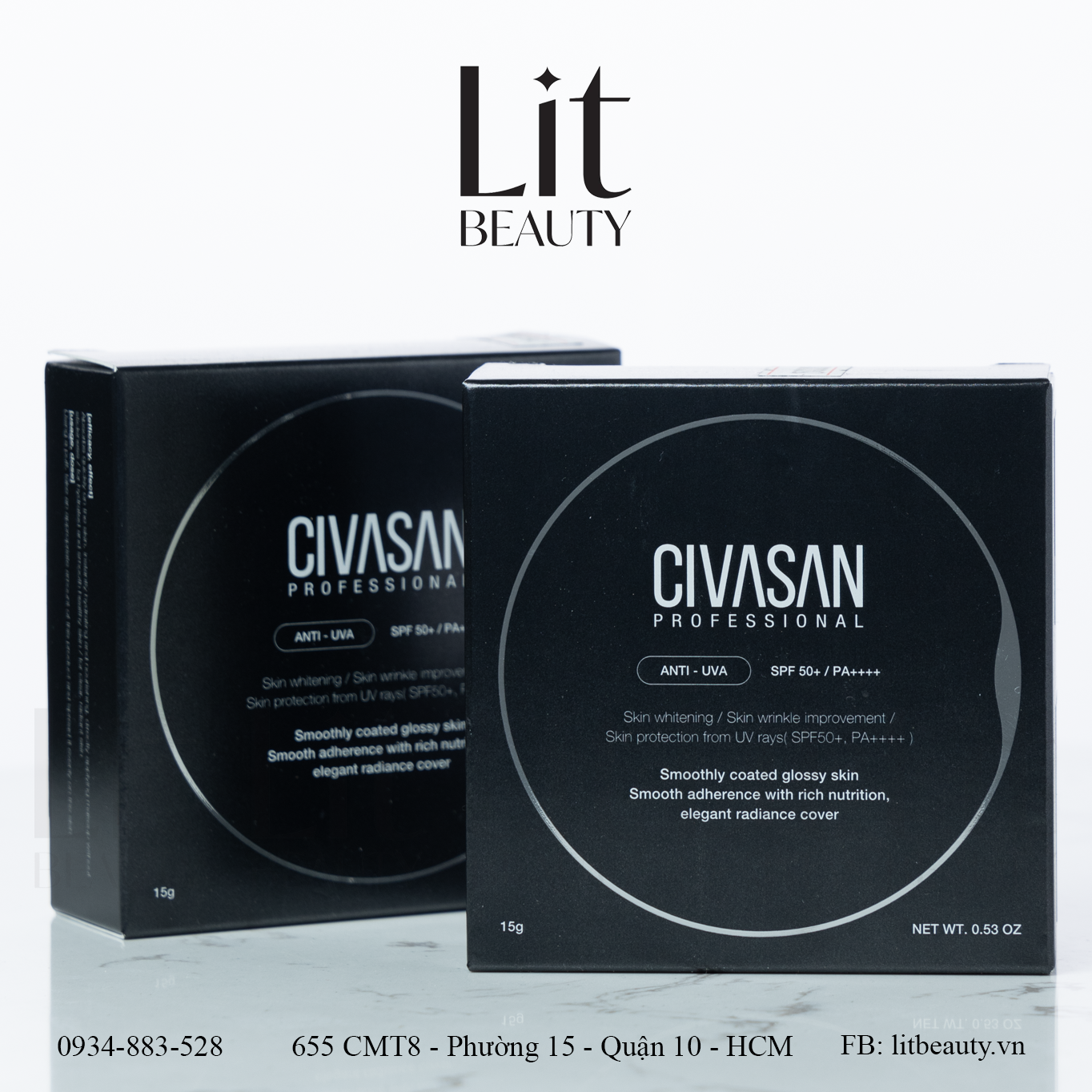 Phấn Phủ Civasan Cushion Compact SPF50+/PA++++ 15g (Vỏ Đen)