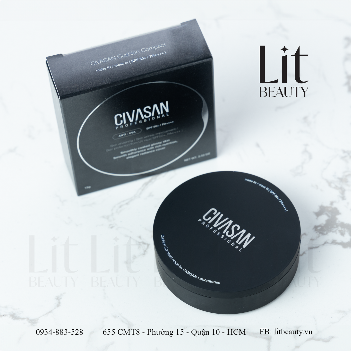Phấn Phủ Civasan Cushion Compact SPF50+/PA++++ 15g (Vỏ Đen)