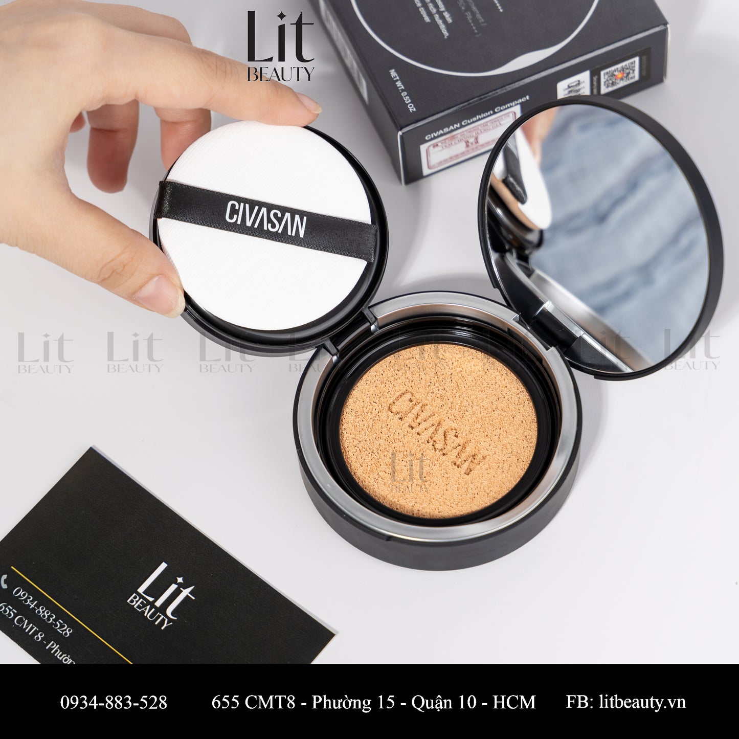 Phấn Phủ Civasan Cushion Compact SPF50+/PA++++ 15g (Vỏ Đen)