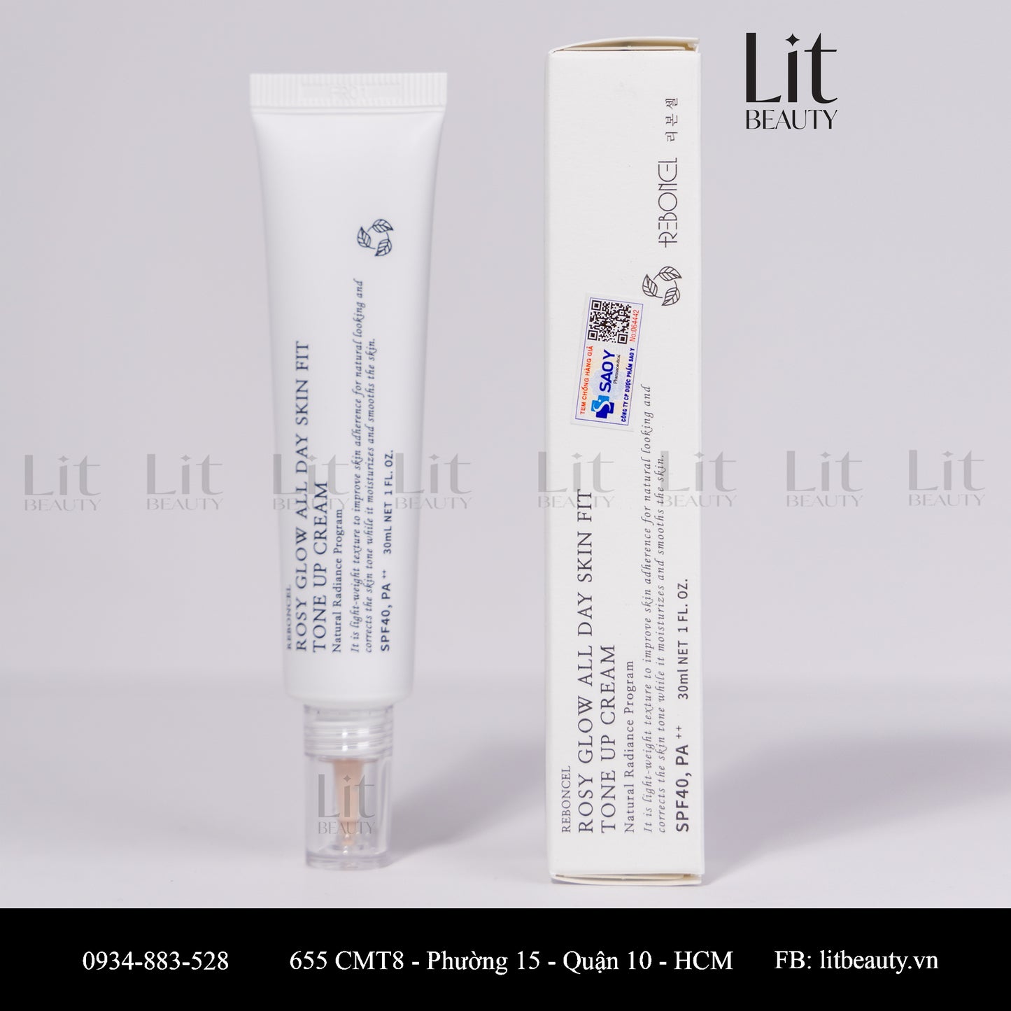 Kem chống nắng nâng tone Reboncel Rosy Glow All Day Skin Fit Tone Up Cream SPF40+, PA++ 30ml