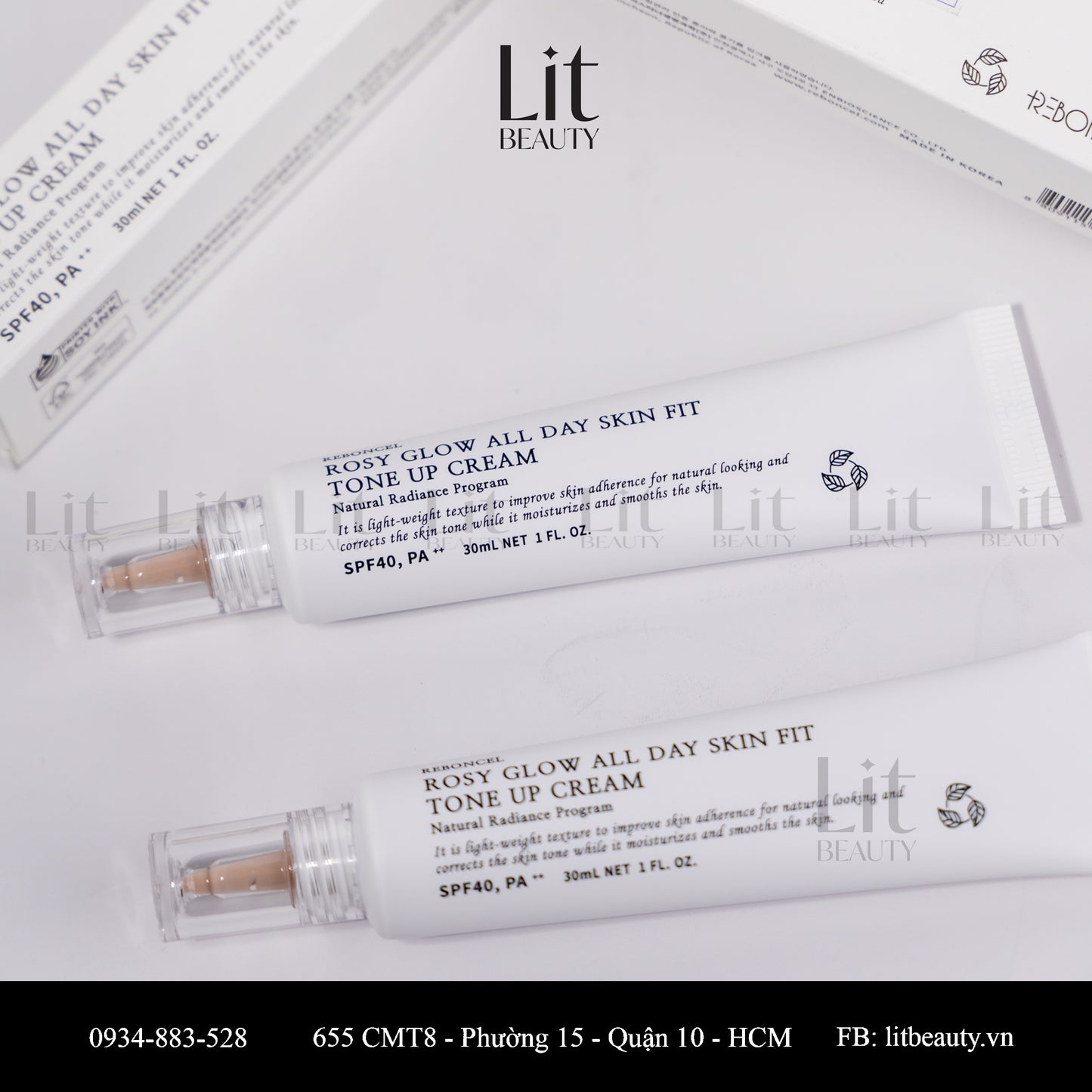 Kem chống nắng nâng tone Reboncel Rosy Glow All Day Skin Fit Tone Up Cream SPF40+, PA++ 30ml