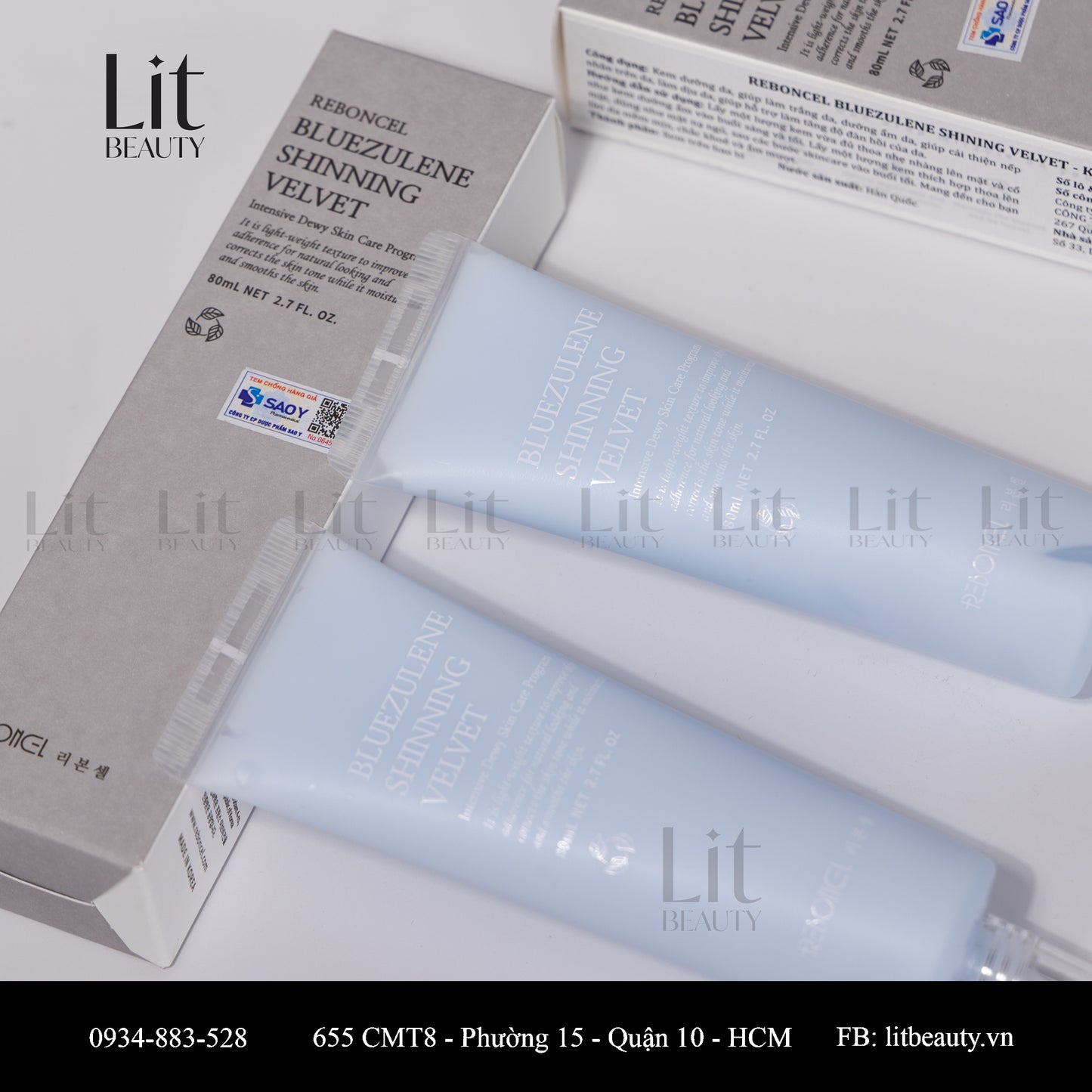 Reboncel Bluezulene Shinning Velvet  - Kem cấp ẩm sáng da 80ml