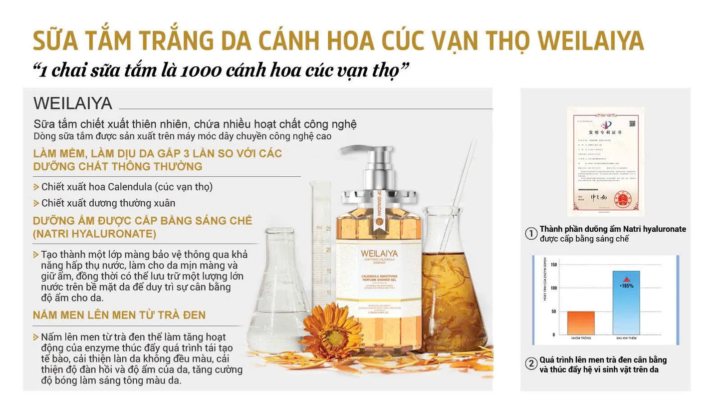 Sữa tắm cánh hoa cúc vạn thọ Weilaiya