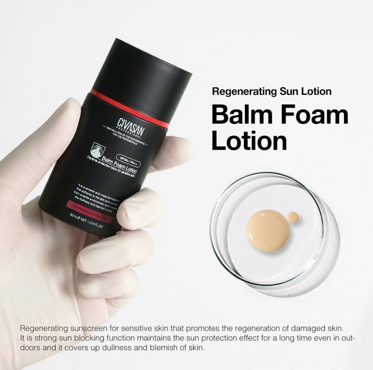 Kem Chống Nắng Civasan Balm Foam Lotion SPF50 30ml - Lotion chống nắng phục hồi da tổn thương, che khuyết điểm, lót makeup