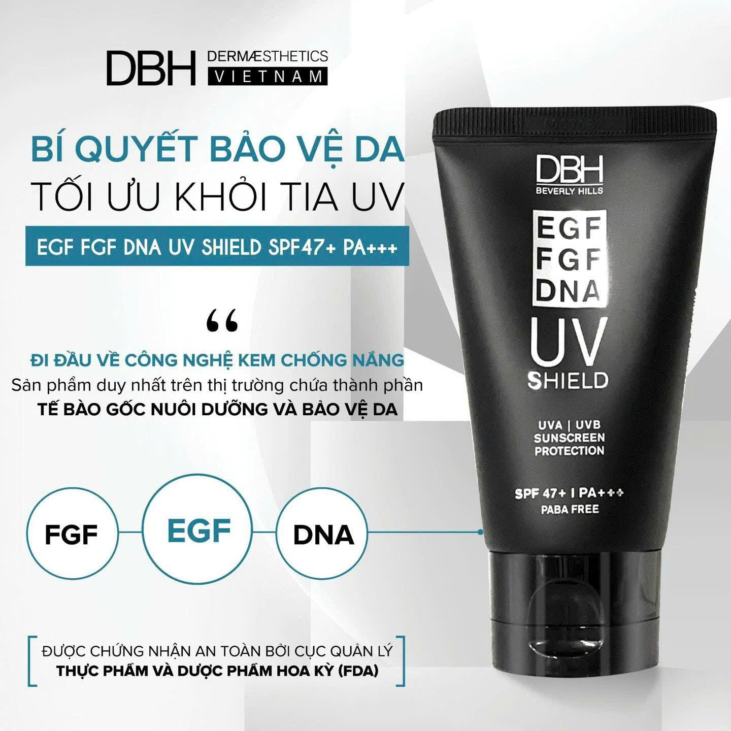 Kem Chống Nắng DBH UV Shield EGF FGF DNA SPF47+/ PA+++, 60ml